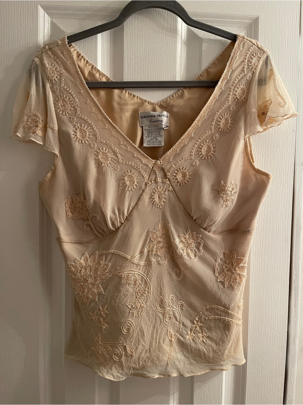 Vintage Adrianna Papell Silk Beaded Fairy Princess Top